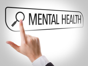 Mental Health written in search bar on virtual screen